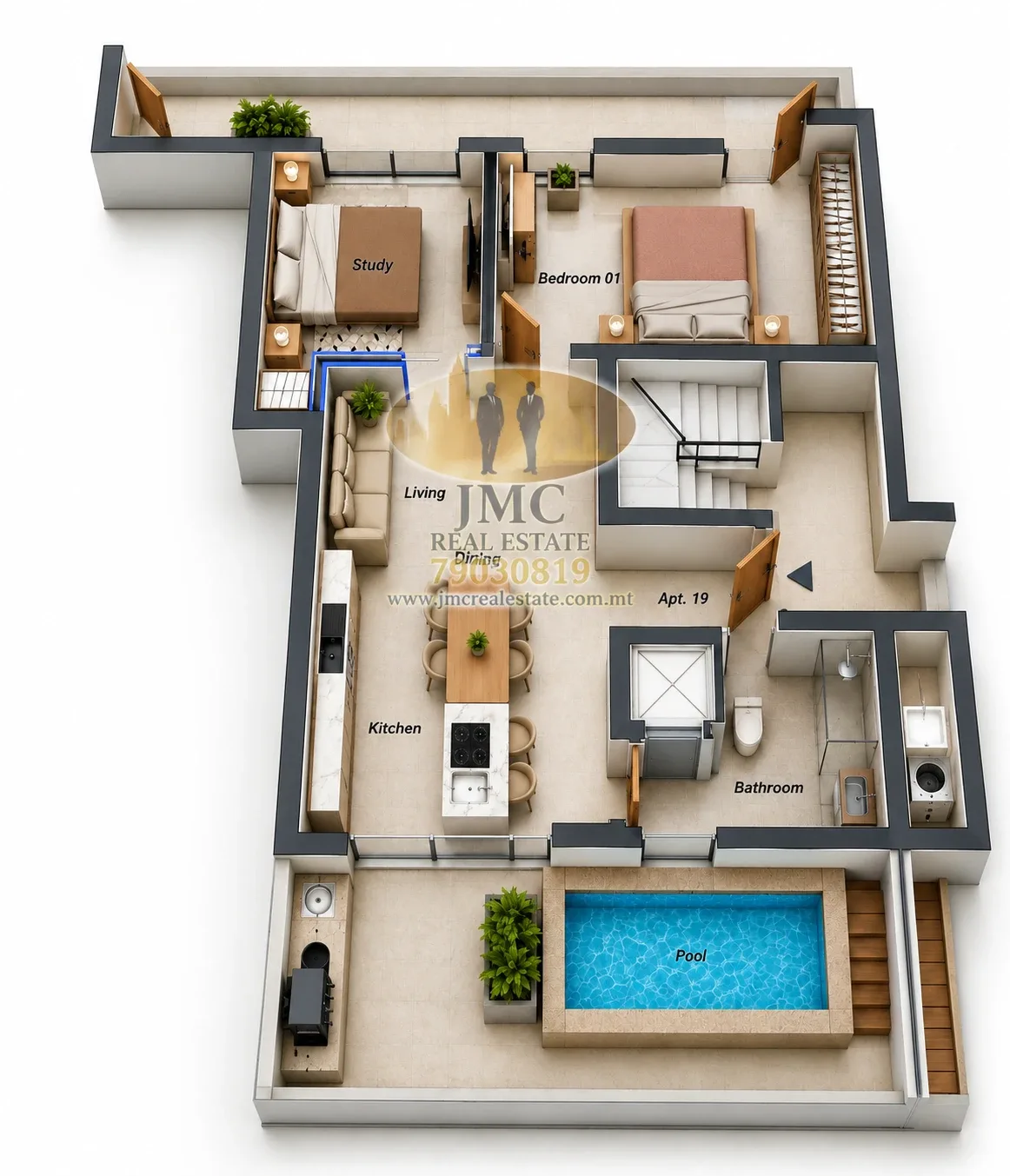 St Paul's Bay penthouse with space for pool & airspace