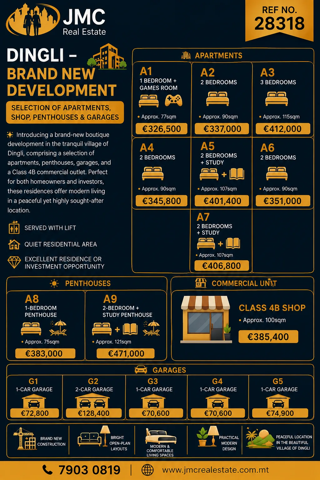 Dingli Selection of apartments, shop, penthouses and garages