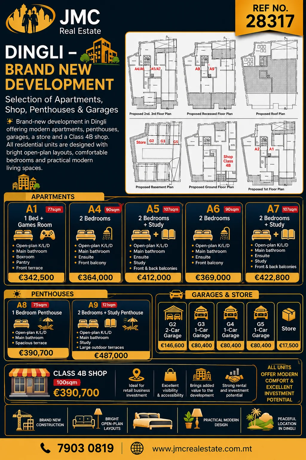 Dingli Selection of apartments, shop, penthouses and garages