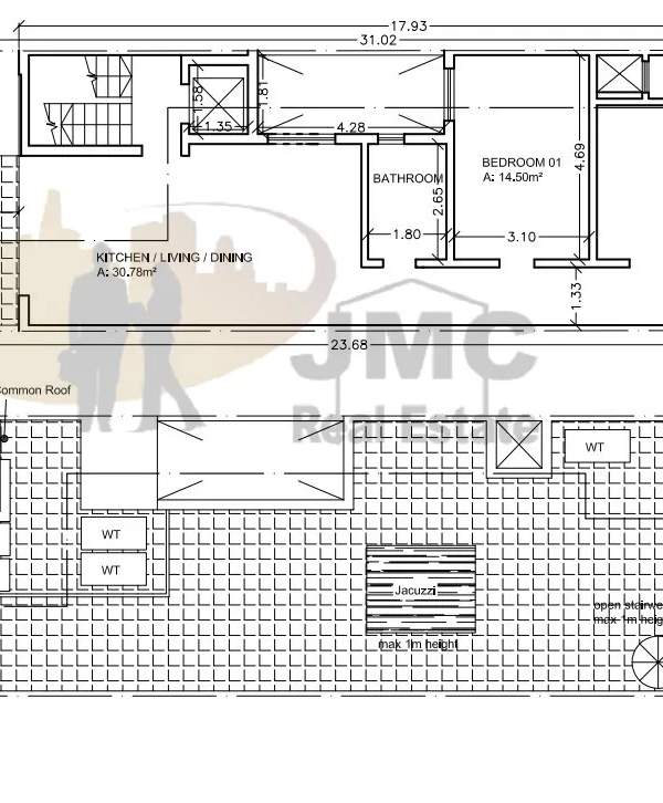 Swieqi 2 bedroom penthouse with jacuzzi