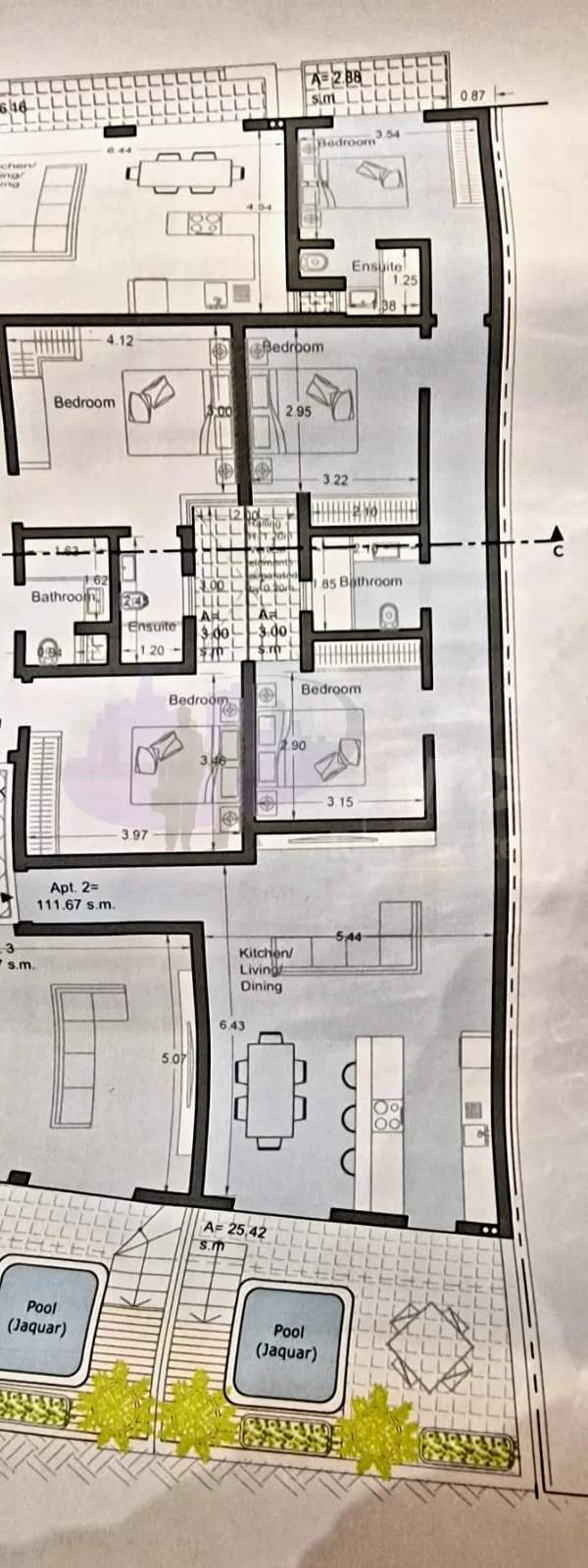 Fgura 3 double bedroom  apartment with pool