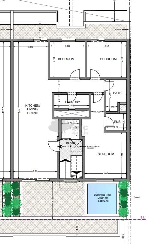 Pembroke 3 bedroom penthouse with Pool