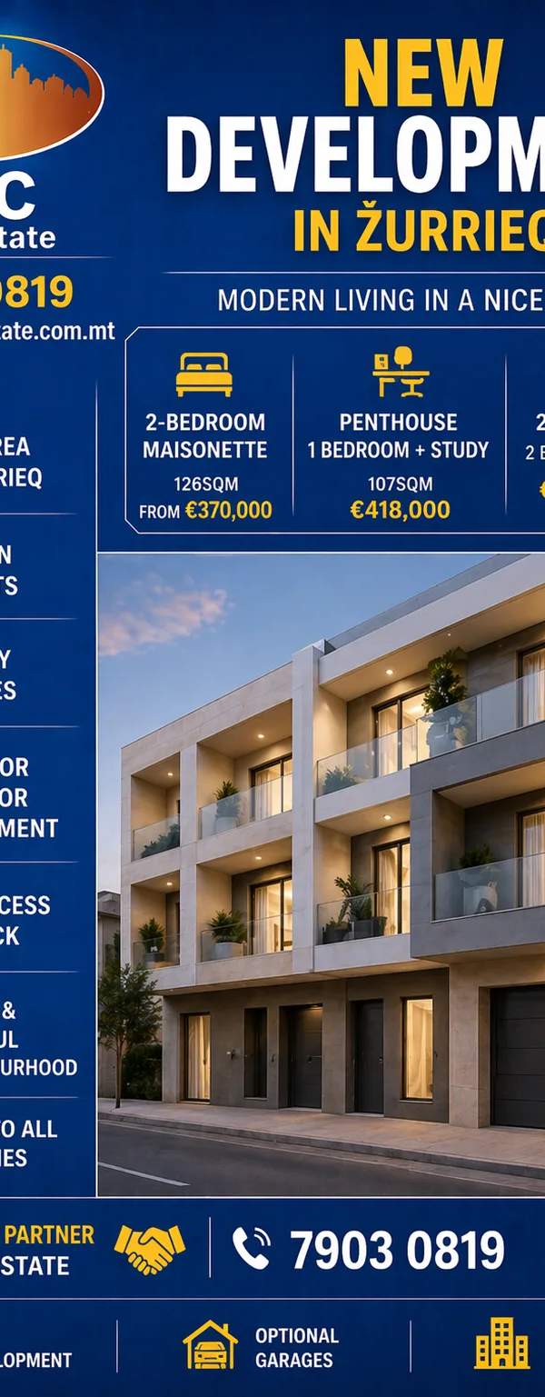 Zurrieq new development- garages, maisonette and penthouse
