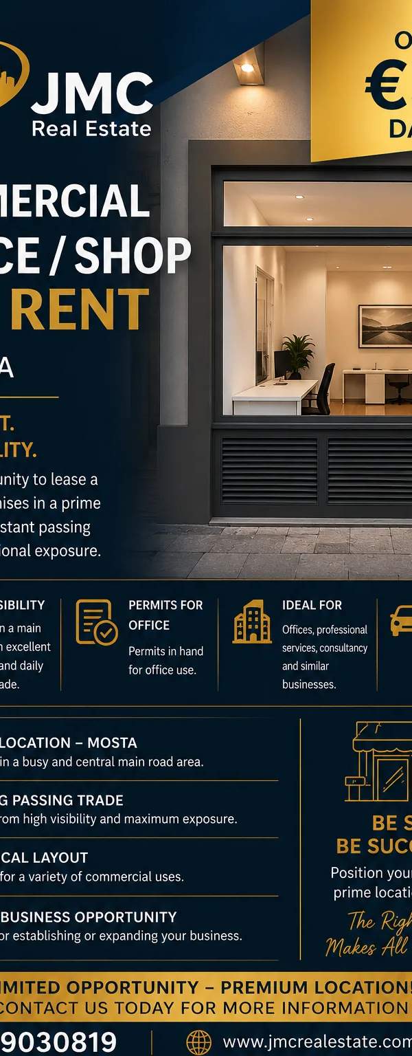 Mosta Office / Shop for Rent