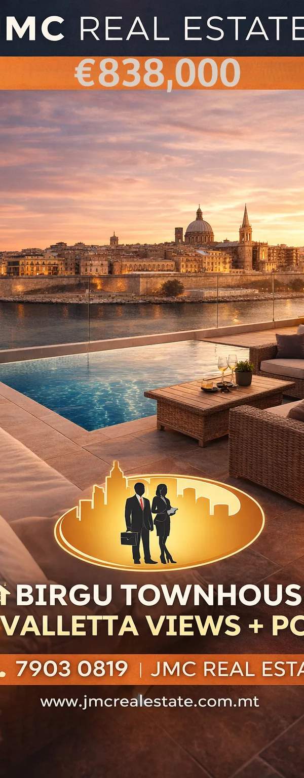 Birgu Large Townhouse with Pool & Valletta Views