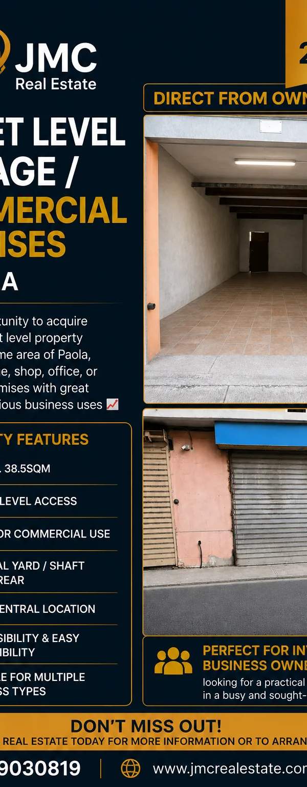 Paola street level Garage/Commercial Premises