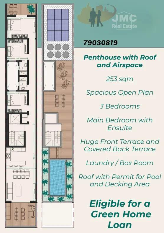Mosta finished 3-bedroom penthouse with roof pool