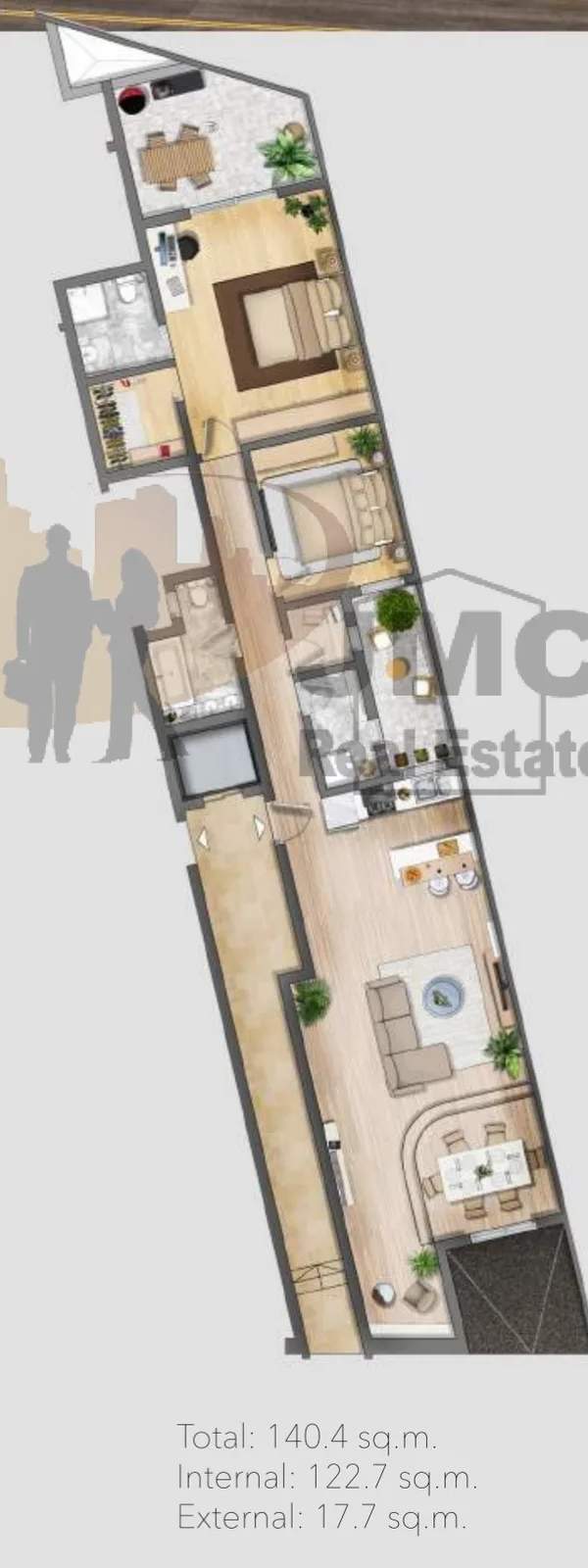 Mosta finished ground floor 2 double bedroom apartment