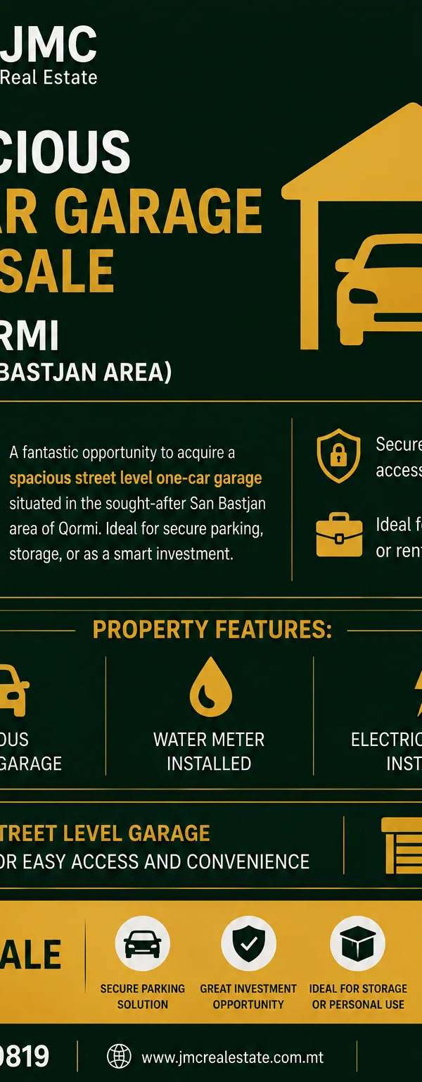 Qormi Street level Spacious 1-Car Garage