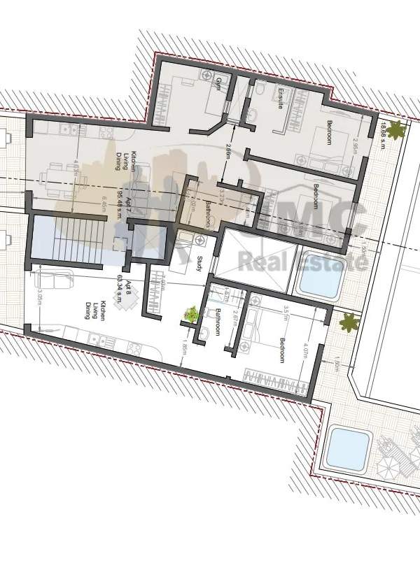 Fgura 3- & 2- bedroom penthouses with pool