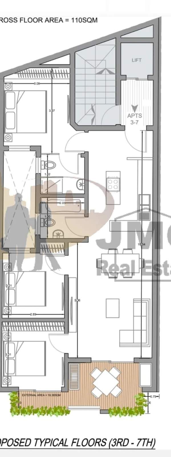 Sliema 3 double bedroom apartment